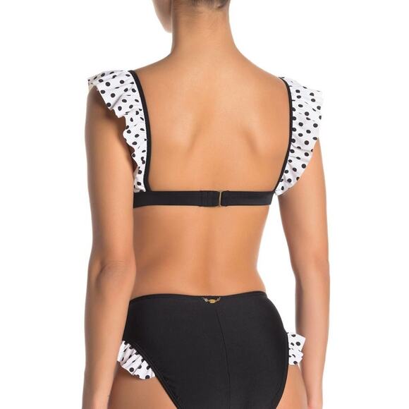 NWT Betsey Johnson Sz M DOTS AMORE Polka Dot Ruffle Bikini Top - Picture 7 of 8